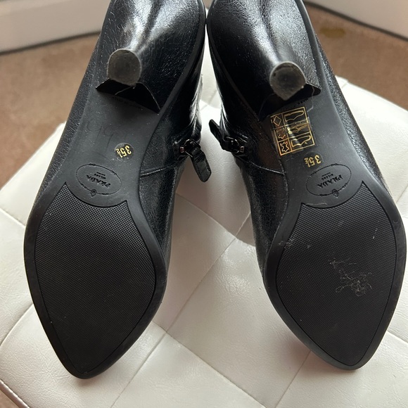Black leather PRADA heeled booties  EUC! - Picture 5 of 5